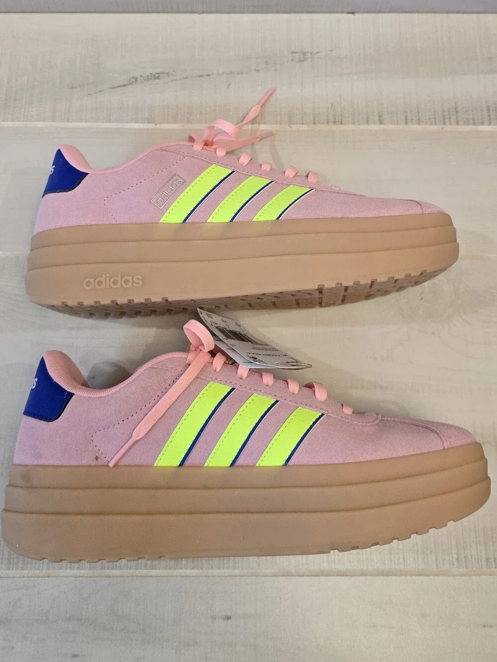 {8.5} NWT Adidas VL Court Bold Pink Spark Lucid Lemon Lucid Blue Skateboarding